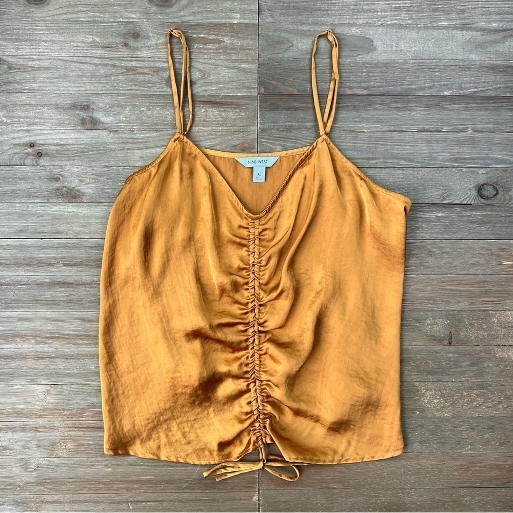 Nine West Ruched Drawstring Front Tank - Picture 2 of 7